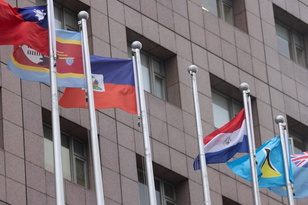 An empty flag pole where Nauru's flag used to fly at the Diplomatic Quarter, which houses embassies in Taipei, on Monday