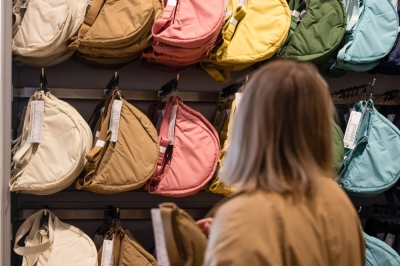 Uniqlo's Round Mini Shoulder Bag on sale at a store in London