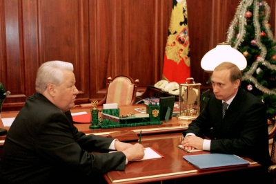 Russian President Boris Yeltsin announced his resignation after eight years in office on New Year’s Eve, 1999. His chosen successor was then-Prime Minister Vladimir Putin, who succeeded him.