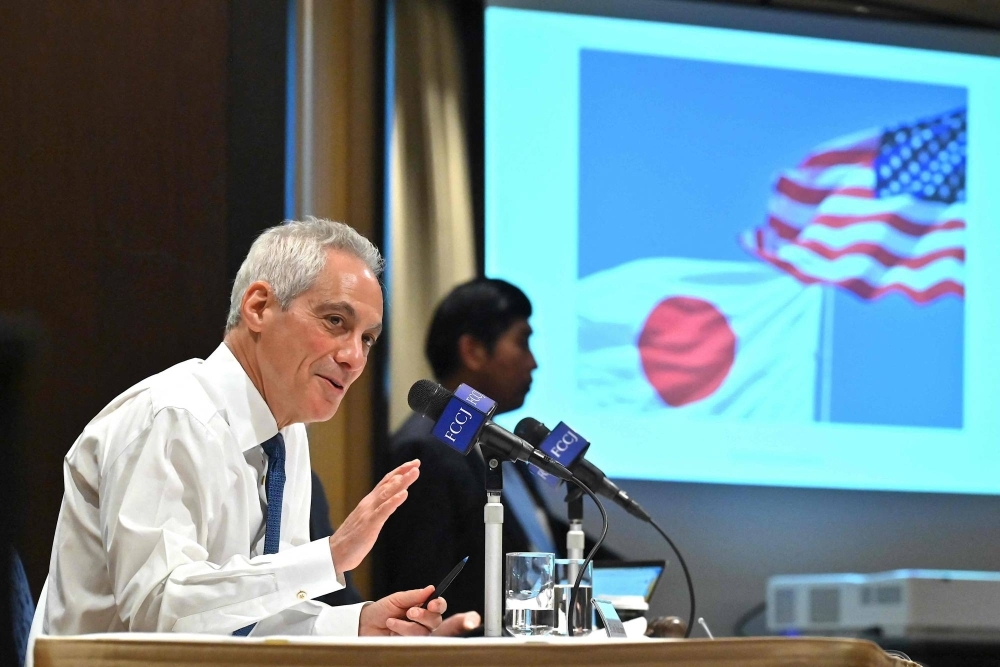 U.S. Ambassador to Japan Rahm Emanuel speaks during a news conference at the Foreign Correspondents’ Club of Japan in Tokyo on Thursday.