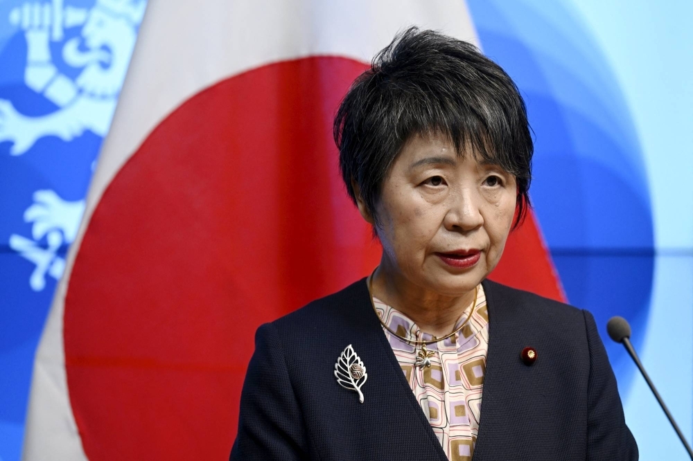 Foreign Minister Yoko Kamikawa attends a news conference in Helsinki on Jan. 9. 