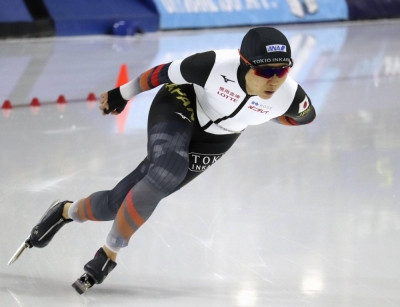 Japan's Miho Takagi competes in the women's 1,500 meters at the Four Continent's championships in Salt Lake City, Utah, on Friday. 