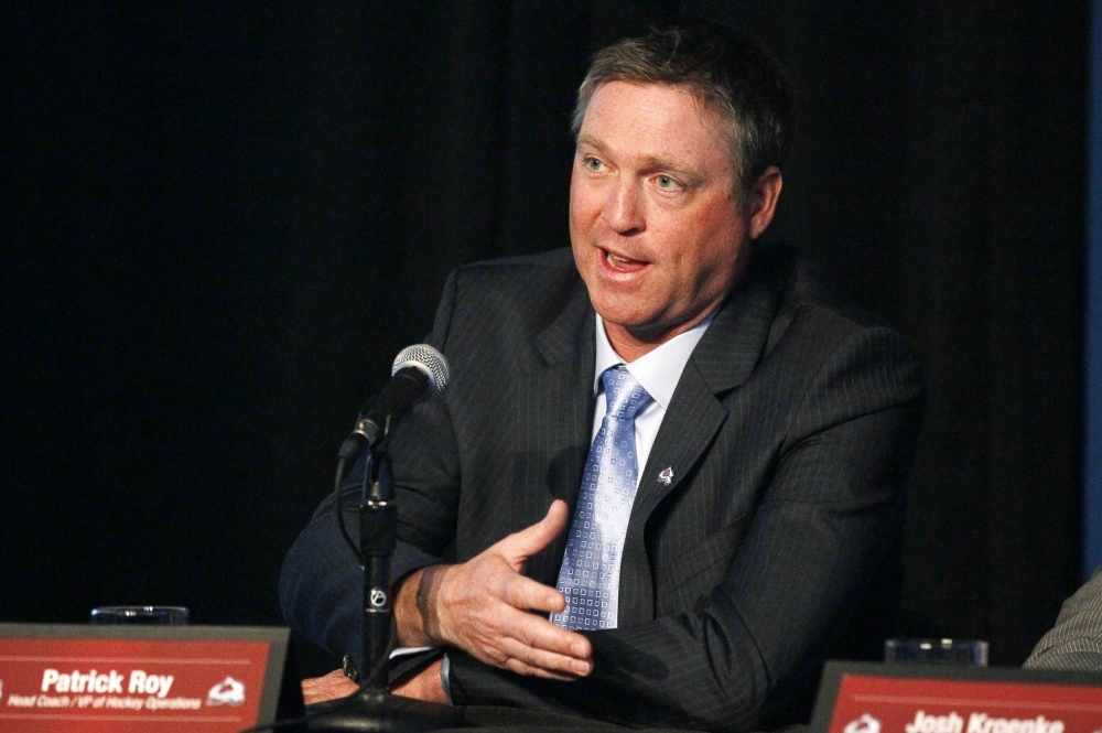 Patrick Roy speaks at a news conference in 2013. Roy was hired by the New York Islanders on Saturday. 