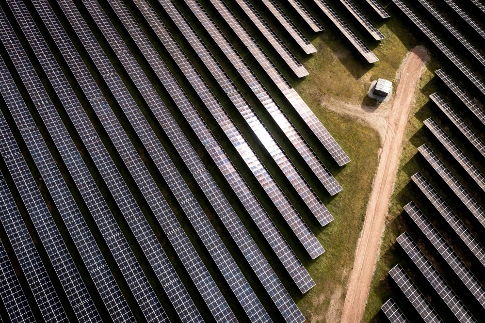 Solar installations in the village of Hjolderup in Denmark