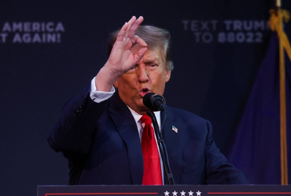 Former U.S. President and Republican presidential candidate Donald Trump holds a rally in advance of the New Hampshire presidential primary election in Rochester, New Hampshire, on Sunday.