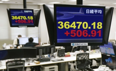 The Nikkei stock average rose above 36,570 Monday morning, a level not seen since February 1990.