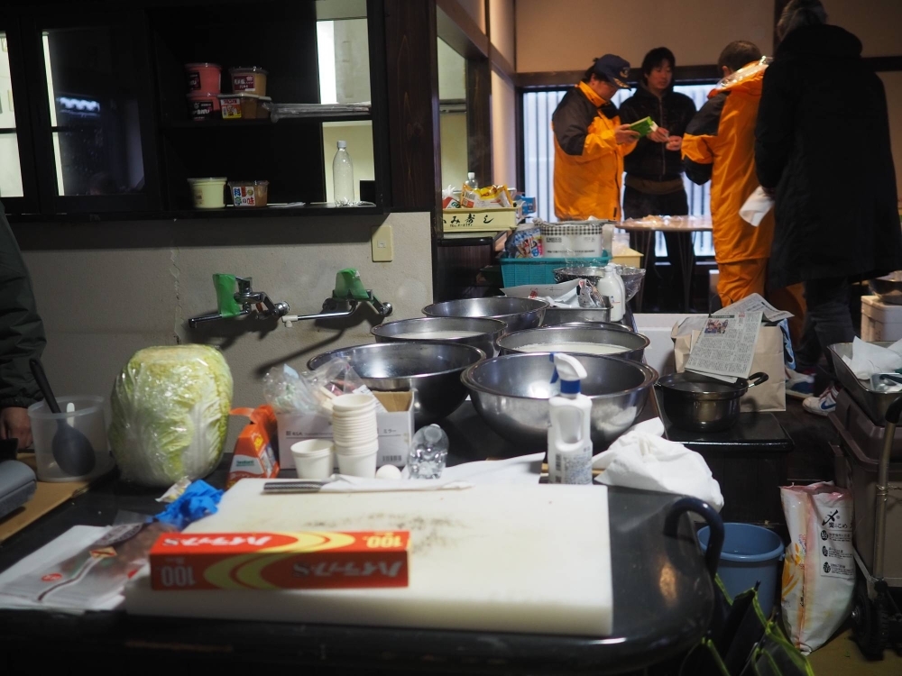 The community kitchen in Wajima, where a team of volunteers has been working to prepare meals for earthquake victims