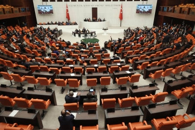 Turkish lawmakers attend a session before voting on a bill regarding Sweden's accession to NATO on Tuesday.