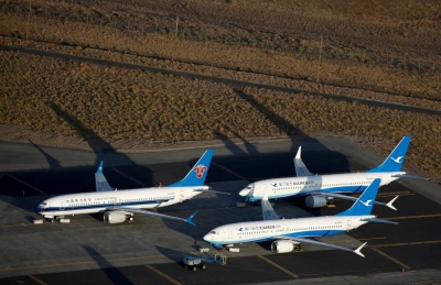 China Southern Airlines and Xiamen Airlines Boeing 737 Max 8 aircraft at Boeing facilities in 2019. Between 2018 and 2022, Chinese customers booked only 25 Boeing planes, with sales dominated by cargo aircraft, according to Boeing data.