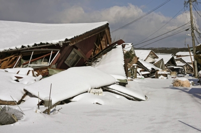 Many buildings in the city of Suzu, Ishikawa Prefecture, collapsed as a result of the earthquake on Jan. 1.