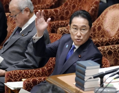 Prime Minister Fumio Kishida during a Lower House Budget Committee session in Tokyo on Monday