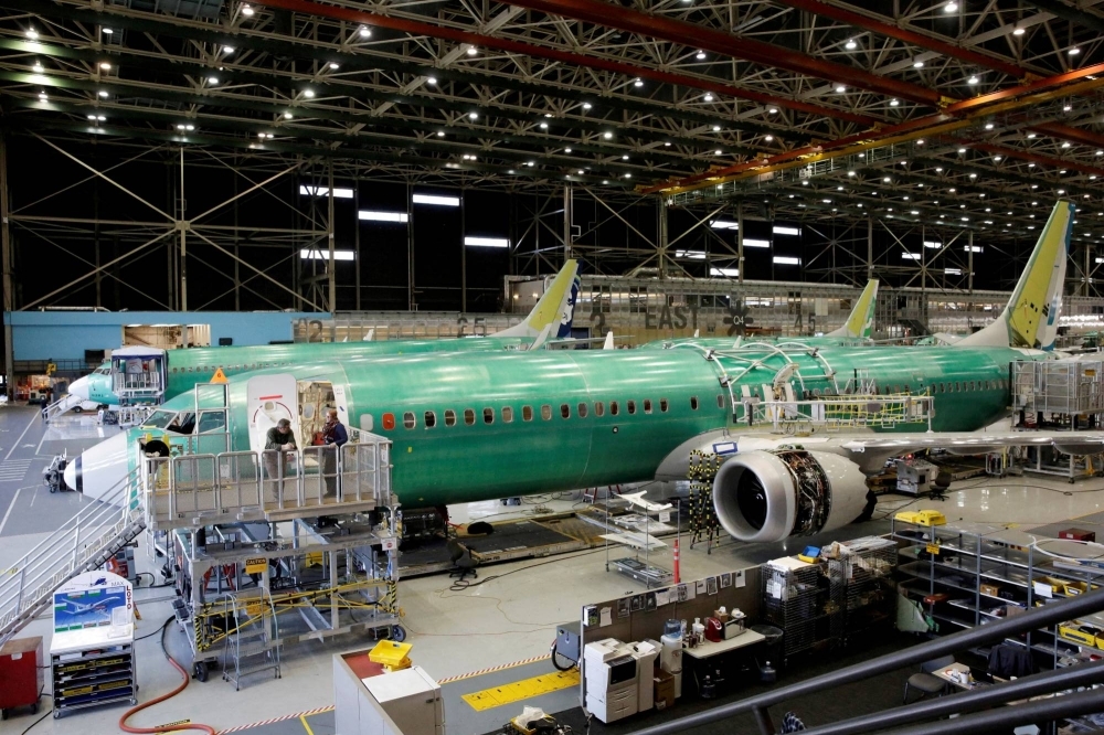Boeing 737 Max 9 aircraft under construction in Renton, Washington, in 2017
