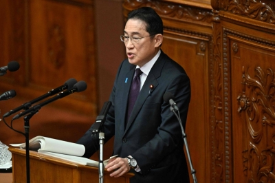 Prime Minister Fumio Kishida delivers a policy speech during a plenary session of the Lower House in Tokyo on Tuesday.