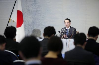The new Japanese Ambassador to China, Kenji Kanasugi, speaks at a news conference in Beijing on Dec. 19 after arriving in the Chinese capital earlier in the day.