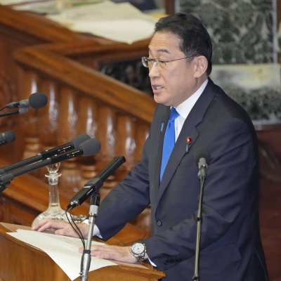Prime Minister Fumio Kishida speaks at a Lower House plenary session in Tokyo on Wednesday.