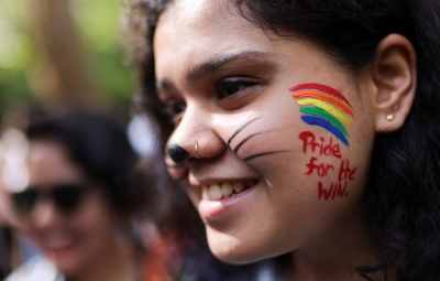 A fundraising event for the LGBTQ+ community in New Delhi in 2022. Sexual minorities say it is hard enough being openly gay or transgender in India, and the pressure only mounts in the online world.