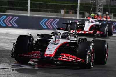 Haas' Kevin Magnussen competes during the Las Vegas Grand Prix in November. 