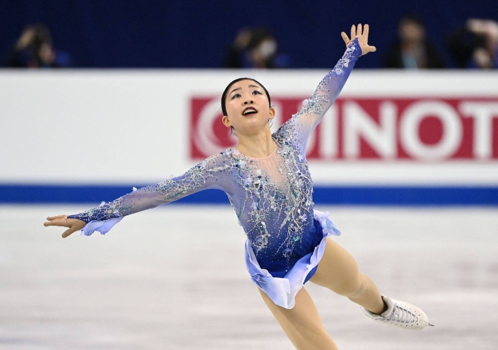 Chiba performs during the women's free skate on Friday.  Chiba performs during the women's free skate on Friday.