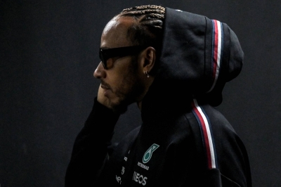 Lewis Hamilton arrives at a news conference in Sao Paulo in November ahead of the Brazilian Grand Prix. 