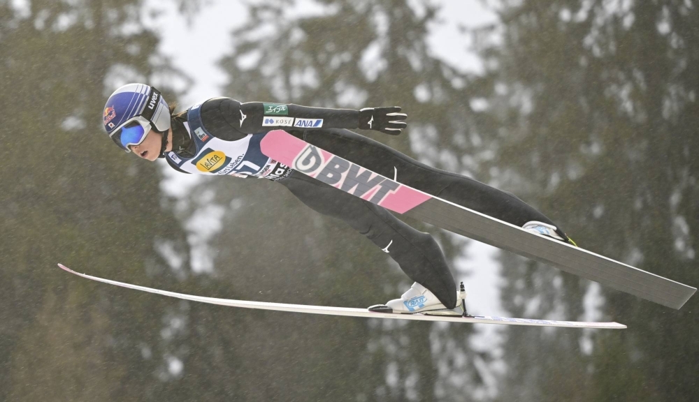 Ryoyu Kobayashi competes in a World Cup event in WILLINGEN, Germany, on Sunday.