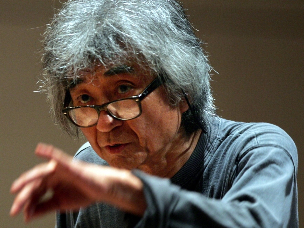 Japanese conductor Seiji Ozawa during a rehearsal in Matsumoto, Nagano Prefecture, in September 2005. 