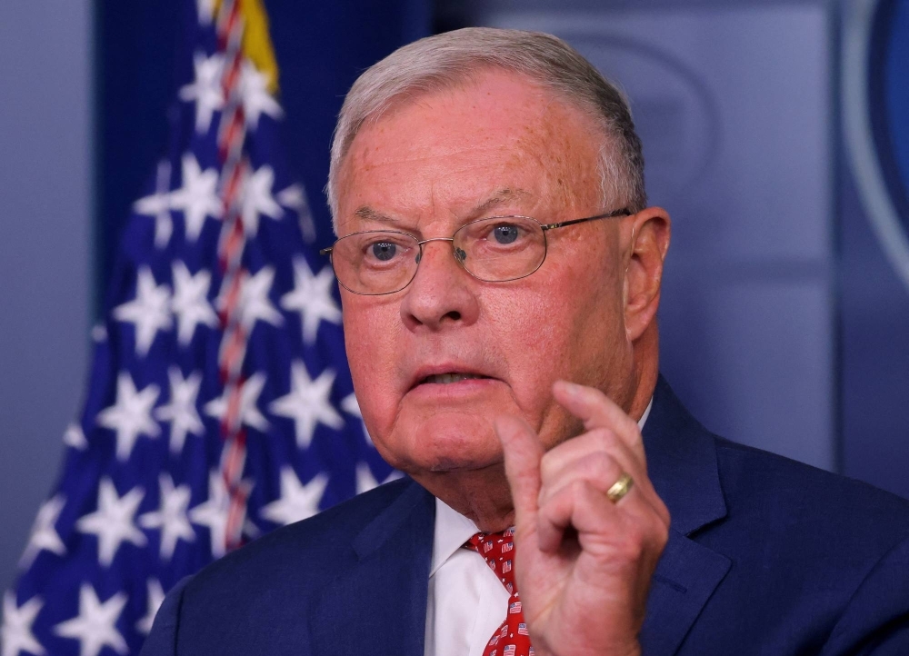 Keith Kellogg, a national security adviser to Donald Trump, speaks to reporters during a daily press briefing at the White House in 2020. 