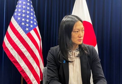U.S. Special Envoy on North Korean Human Rights Issues Julie Turner speaks to media at the U.S. embassy in Tokyo on Wednesday.