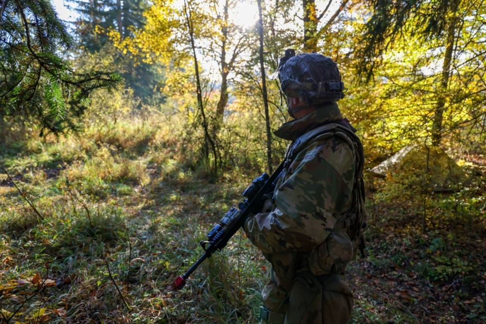 A soldier participates in a multinational training exercise in the municipality of Hohenfels in Germany.
