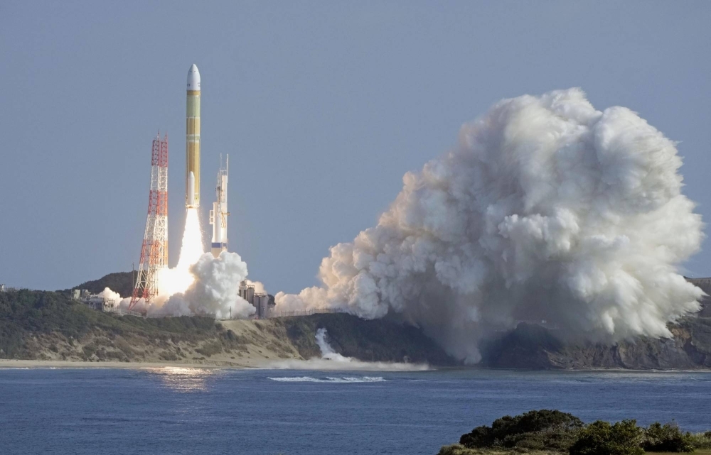 The second test model of Japan's H3 rocket lifts off from the launchpad at Tanegashima Space Center in Kagoshima Prefecture on Saturday morning.