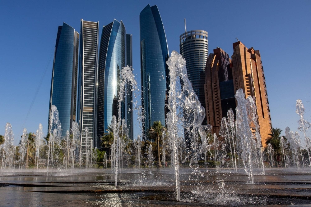 The Etihad Towers surrounded by residential and commercial properties in Abu Dhabi