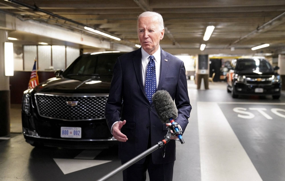 U.S. President Joe Biden speaks to the media about sanctions against Russia, following his meeting with late Russian opposition leader Alexei Navalny’s widow and daughter in San Francisco on Thursday.