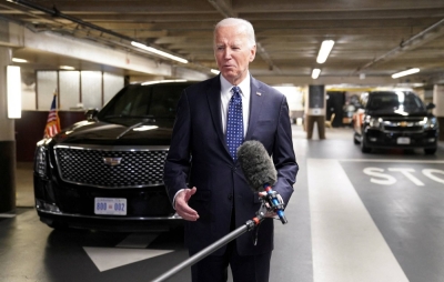 U.S. President Joe Biden speaks to the media about sanctions against Russia, following his meeting with late Russian opposition leader Alexei Navalny’s widow and daughter in San Francisco on Thursday.