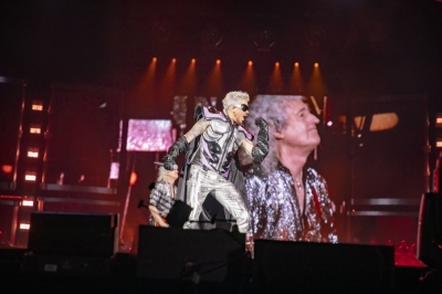 Vocalist Adam Lambert (center) and original Queen members Brian May and Roger Taylor hit Nagoya, Osaka, Sapporo and Tokyo for the final leg of their marathon Rhapsody Tour.