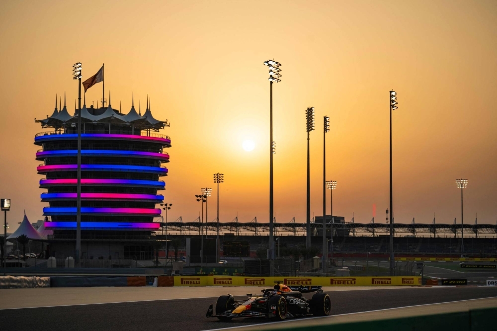 Red Bull Racing's Max Verstappen drives during the third day of the Formula One pre-season testing at the Bahrain International Circuit on Friday.