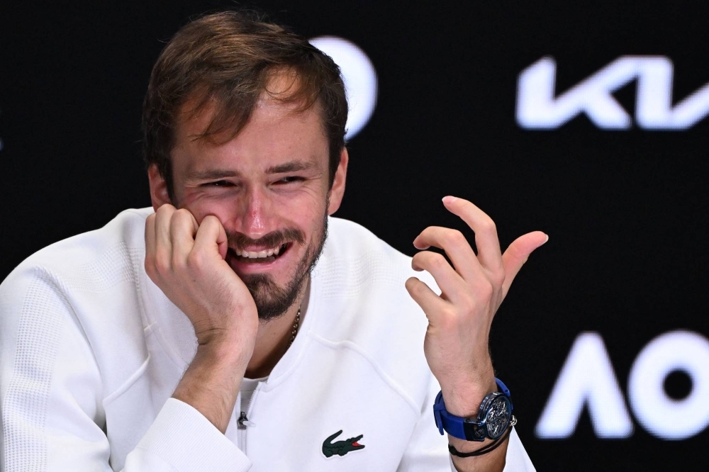 Russia's Daniil Medvedev speaks during a news conference after losing to Italy's Jannik Sinner during their men's singles final match on day 15 of the Australian Open in Melbourne on Jan. 29.