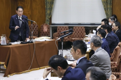 Prime Minister Fumio Kishida speaks at a Lower House ethics committee hearing in Tokyo on Thursday.