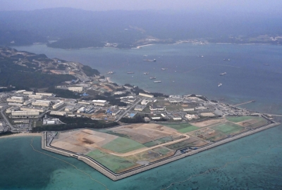 Construction work for the relocation of the U.S. Marines Air Station Futenma is undertaken in the Henoko are of Nago in Okinawa Prefecture in January.