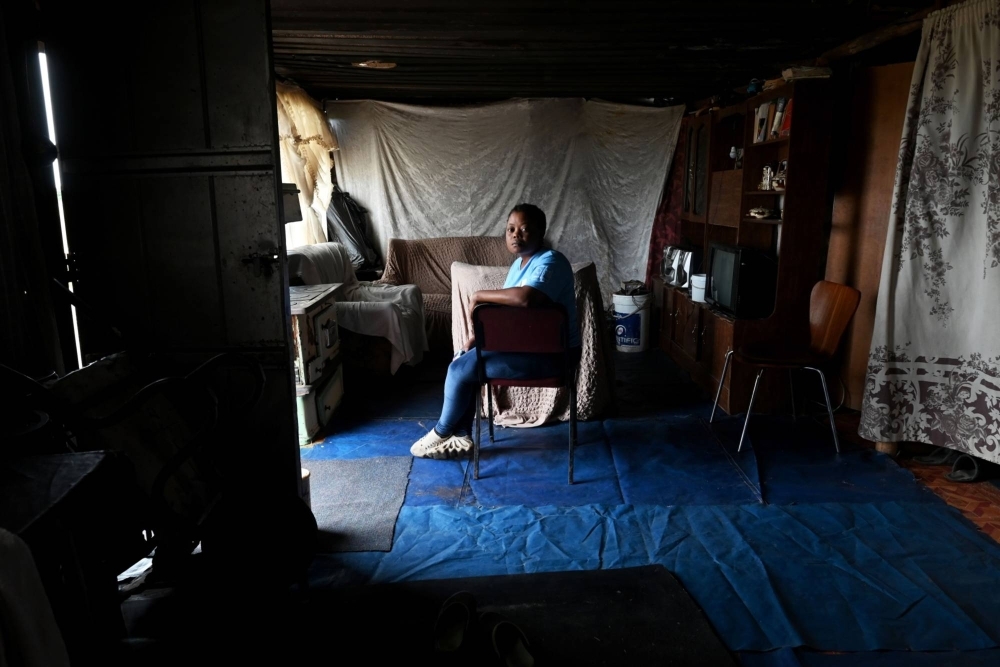 Portia Mofokeng at her home in Mooidraai, South Africa. Toxins from industrial emissions in the Vaal Triangle are causing respiratory diseases and hundreds of premature deaths every year across the region. 