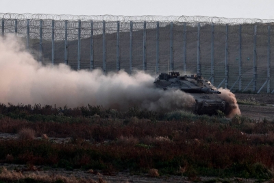 A tank near the Israel-Gaza border on Saturday