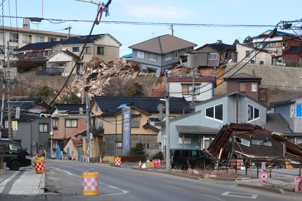 Damaged houses in Wajima, Ishikawa Prefecture, in February. A group of thieves from outside Ishikawa Prefecture targeting the disaster-hit area has been caught, according to police.