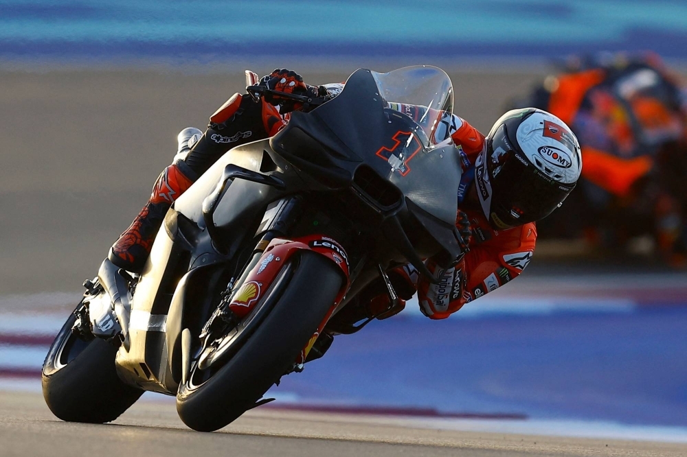 Ducati's Francesco Bagnaia rides during preseason testing at Lusail International Circuit near Doha on Feb. 20. 