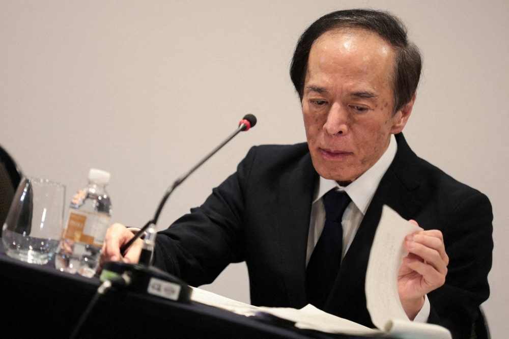 Bank of Japan Gov. Kazuo Ueda speaks during a news conference in Sao Paulo in February.