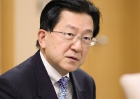 Iwate Gov. Takuya Tasso speaks during an interview in February in the city of Morioka. | JIJI
