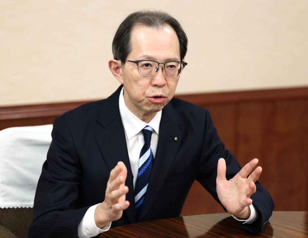 Fukushima Gov. Masao Uchibori speaks during an interview on Tuesday.