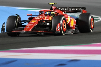 Ferrari's Oliver Bearman competes during the Saudi Arabian Grand Prix in Jeddah on Saturday.
