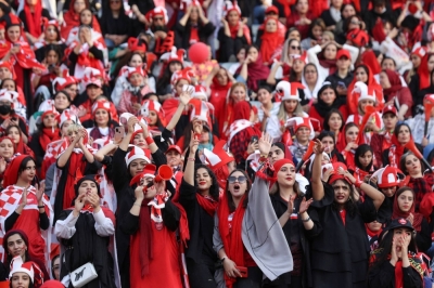 Persepolis soccer team fans at Azadi stadium in Tehran in August 2022