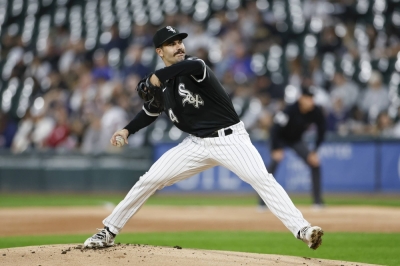 Dylan Cease pitches for the White Sox in Chicago on Sept. 29, 2023. 