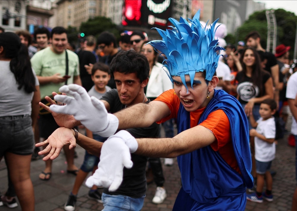Argentine Dragon Ball fans perform a 