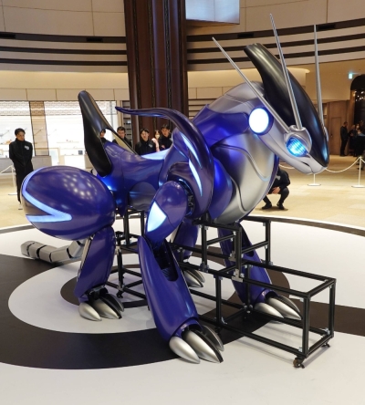 A vehicle developed by Toyota, inspired by the Pokemon character Miraidon, on display in Tokyo on Thursday