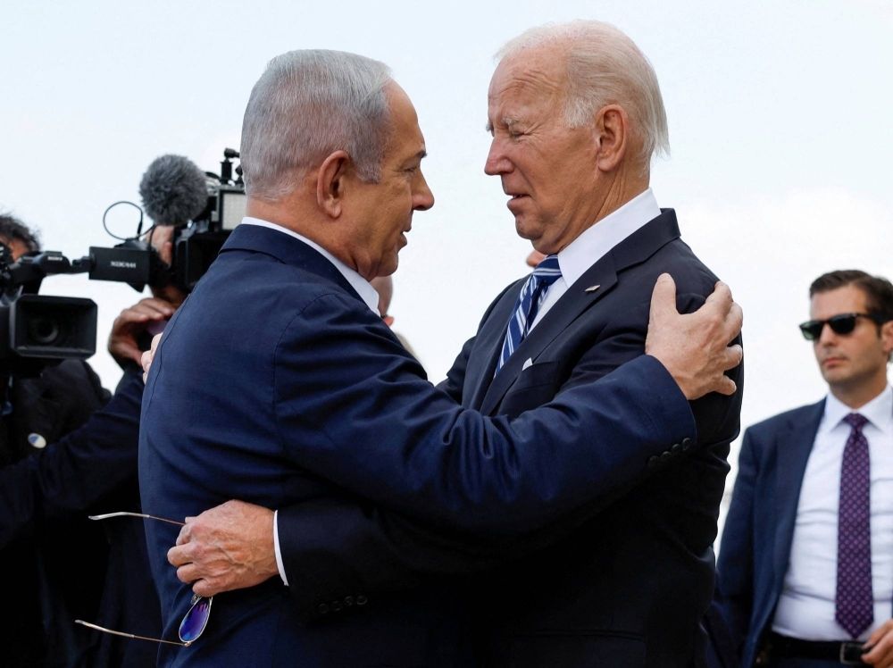 U.S. President Joe Biden (right) is welcomed to Israel by the country’s prime minister, Benjamin Netanyahu, in the aftermath of Hamas’ Oct. 7 attack. The relationship between the two leaders has since soured.